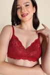 Zivame Dreamcatcher Padded Non Wired Medium Coverage Lace Bra - Red dahlia — thumbnail 5